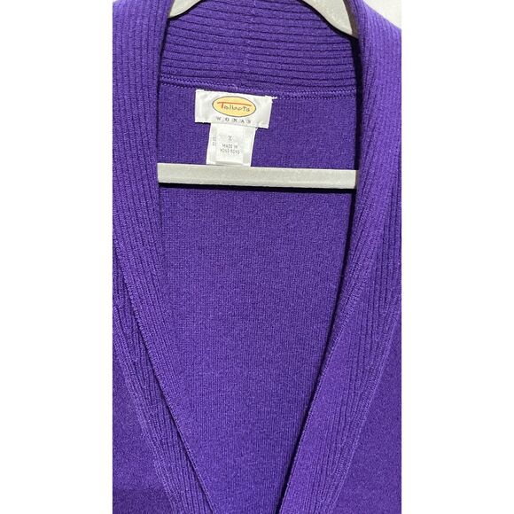 Talbots Purple Wool Open Front Knit Cardigan Large - Picture 3 of 12